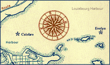 Map of Louisbourg Habour Showing Le Celebre shipwreck
